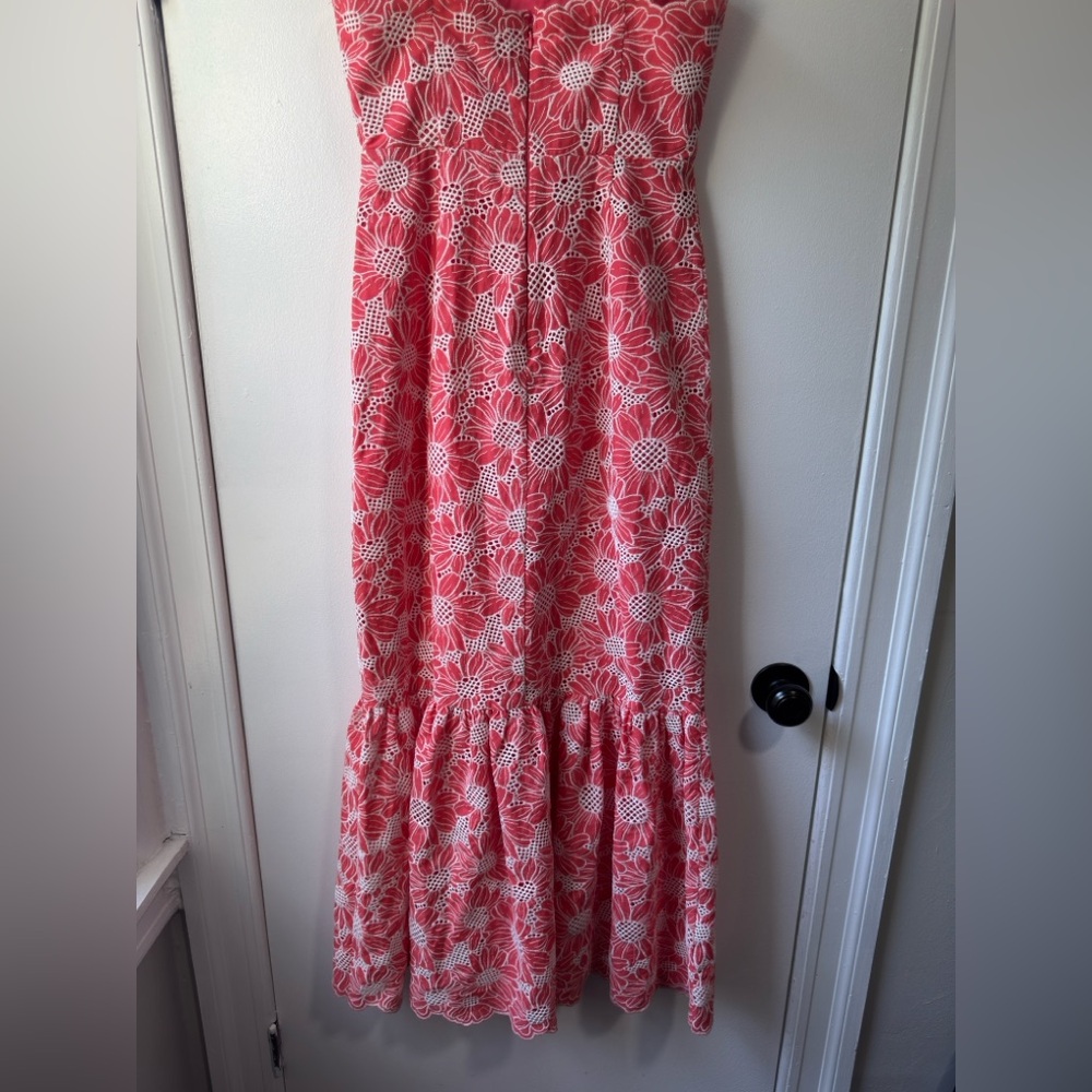 Milly Breanna Tournesol Eyelet Pink Ruffled Tiered Maxi Dress - Picture 8 of 11